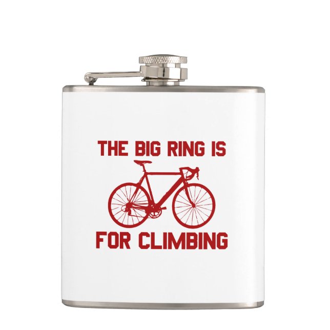 The Big Ring Is For Climbing Hip Flask (Front)