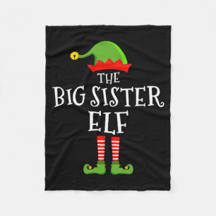 The Big Sister Elf Funny Christmas Matching Family Fleece Blanket