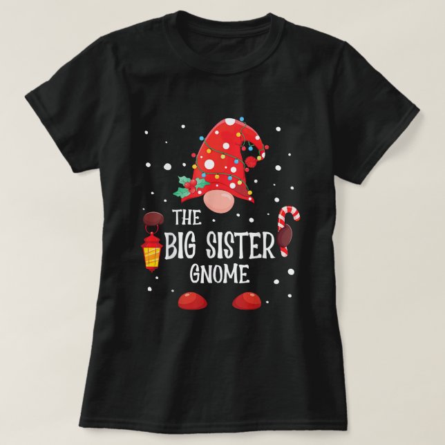 The Big Sister Gnome Matching Family Christmas Gno T-Shirt (Design Front)