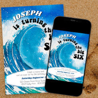 The Big Six Ocean Surfing Wave 6th Birthday