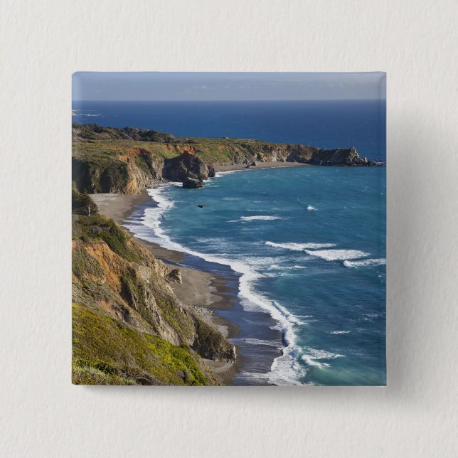 The Big Sur coastline in California, USA 15 Cm Square Badge (Front)