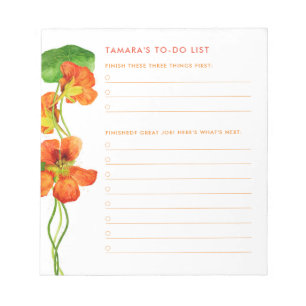 THE BIG THREE Nasturtium To-Do List  Notepad
