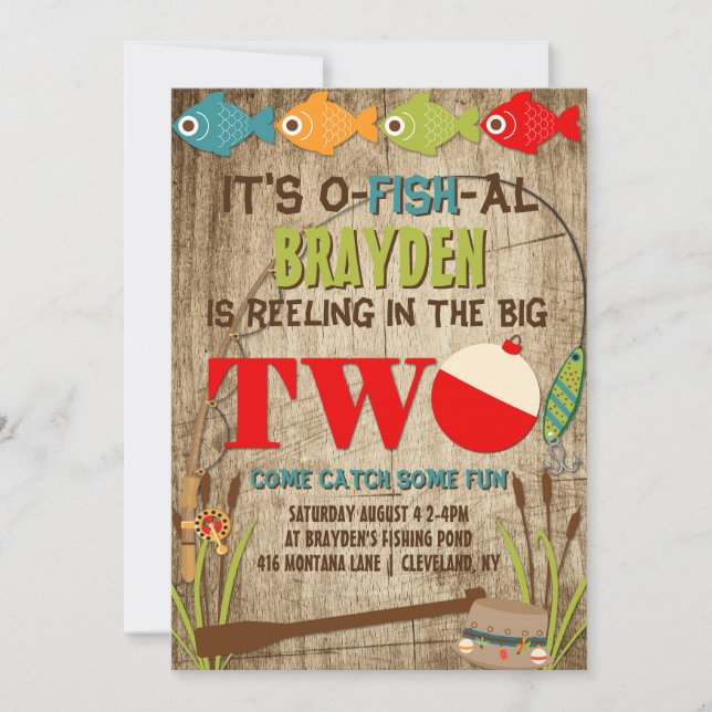 The Big Two Fishing Theme Boys First Birthday Invitation (Front)