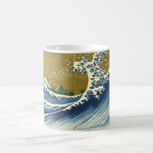 The Big Wave (Blue and Gold Japanese Art, Hokusai) Coffee Mug