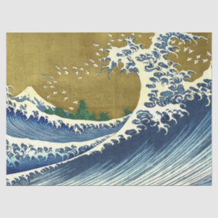 The Big Wave (Blue and Gold Japanese Art, Hokusai) Tissue Paper