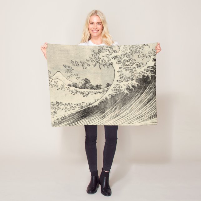 The Big Wave (by Katsushika Hokusai) Fleece Blanket (In Situ)