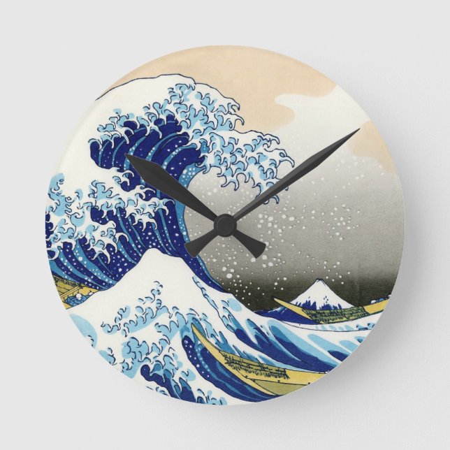 The big wave off Kanagawa Katsushika Hokusai Round Clock (Front)