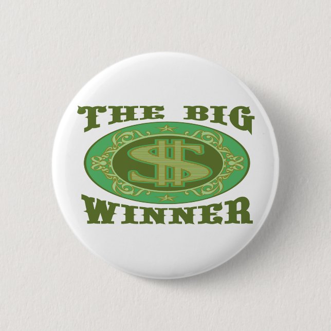 THE BIG WINNER 6 CM ROUND BADGE (Front)