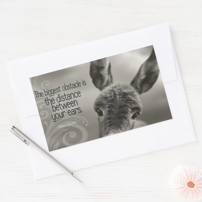 "The biggest obstacle" Inspirational Quote Rectangular Sticker (Envelope)