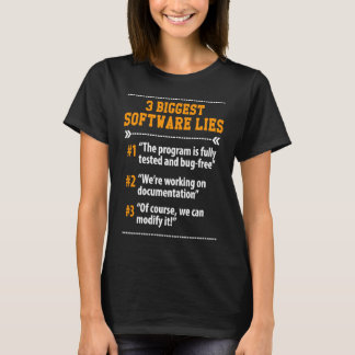 The biggest software lies humour Software engineer T-Shirt