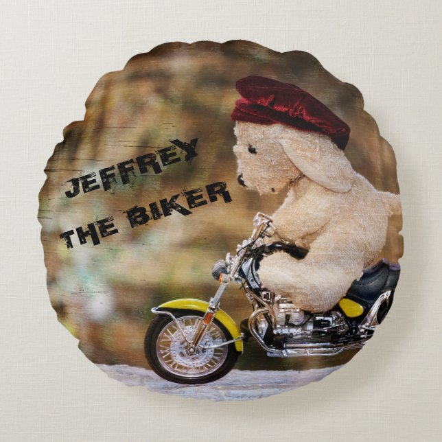The Biker Round Cushion (Front)