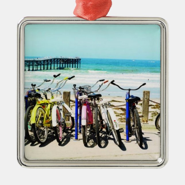 THE BIKES AT THE PIER CHRISTMAS ORNAMENT (Front)