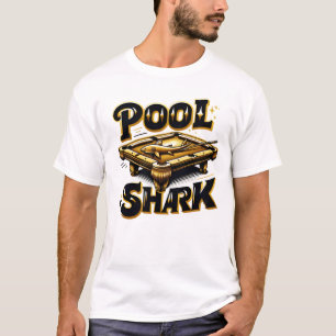 The Billiard Baron: Pool Shark Logo on Pool Table T-Shirt