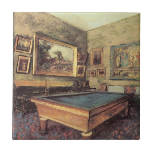 The Billiard Room at Menil Hubert by Edgar Degas Ceramic Tile (Front)