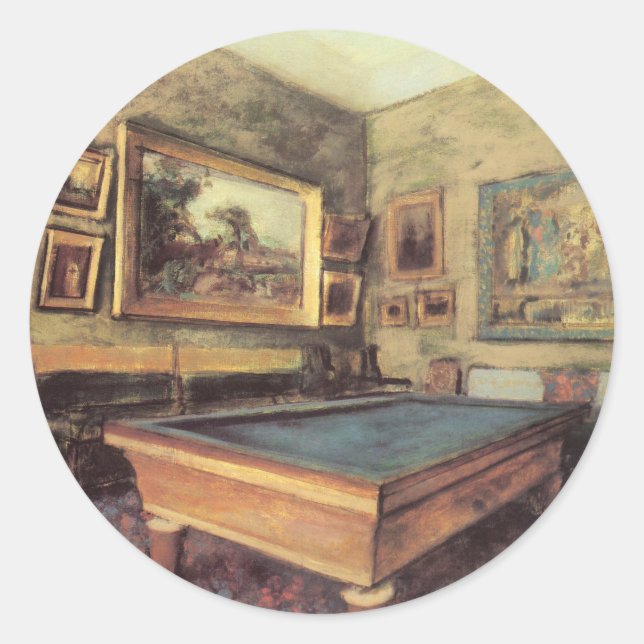 The Billiard Room at Menil Hubert by Edgar Degas Classic Round Sticker (Front)