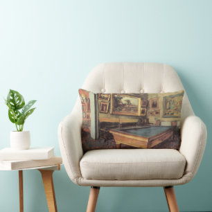 The Billiard Room at Menil Hubert by Edgar Degas Lumbar Cushion