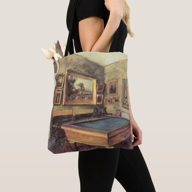 The Billiard Room at Menil Hubert by Edgar Degas Tote Bag (Close Up)