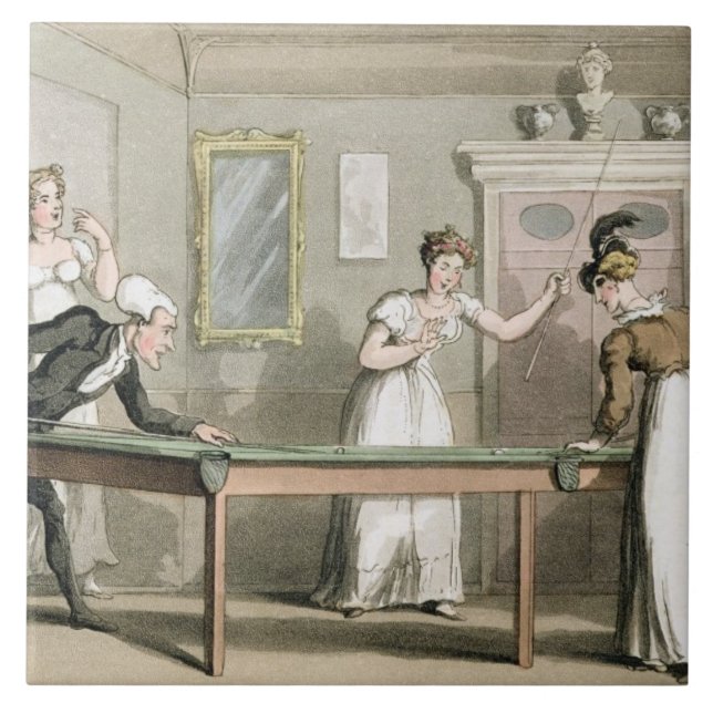 The Billiard Table, from 'The Tour of Dr Syntax in Tile (Front)