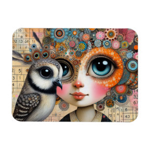 The Bird Lady Collage   Magnet
