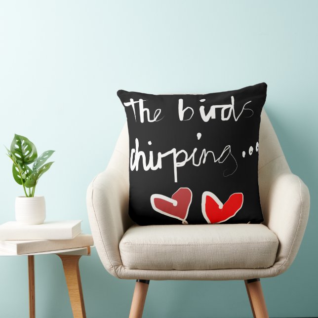 The Bird’s Chirping - Black White Red Cushion (Chair)