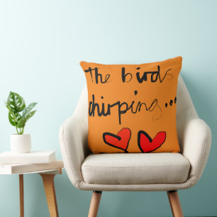 The Bird’s Chirping - Orange Black Red Cushion