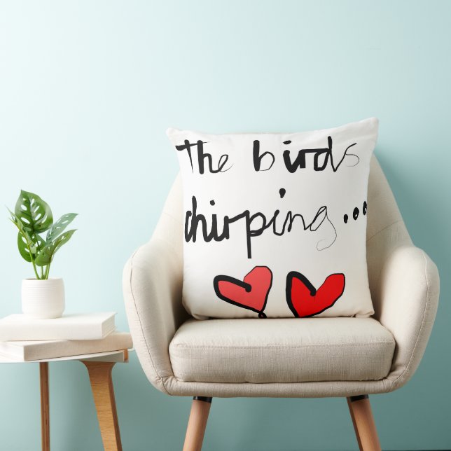 The Bird’s Chirping - White Black Red Cushion (Chair)