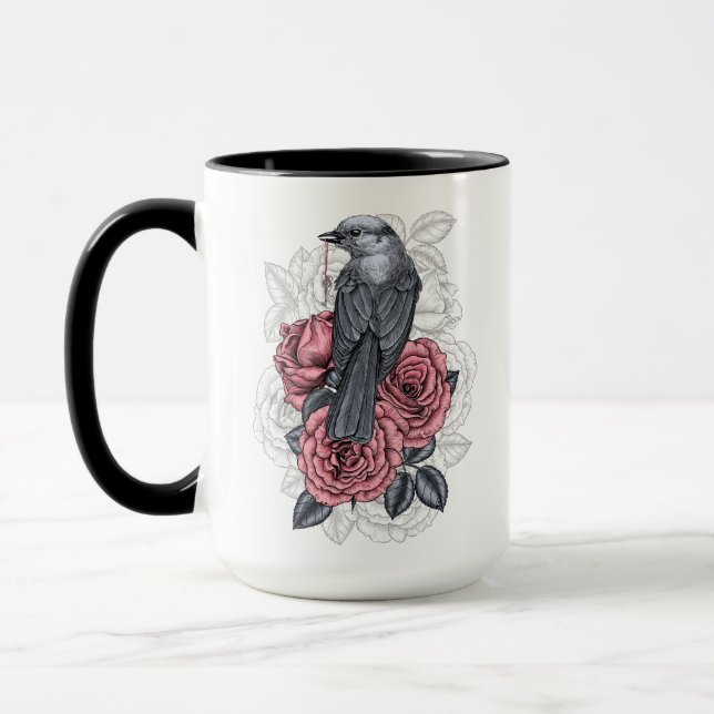 The bird with the silver key mug (Left)