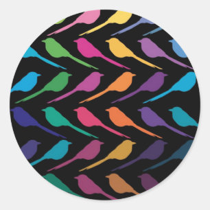 The birds black classic round sticker