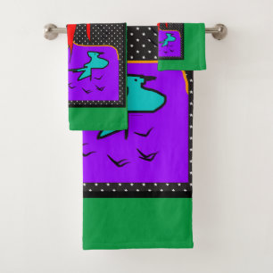 The Birds On Green  Bath Towel Set