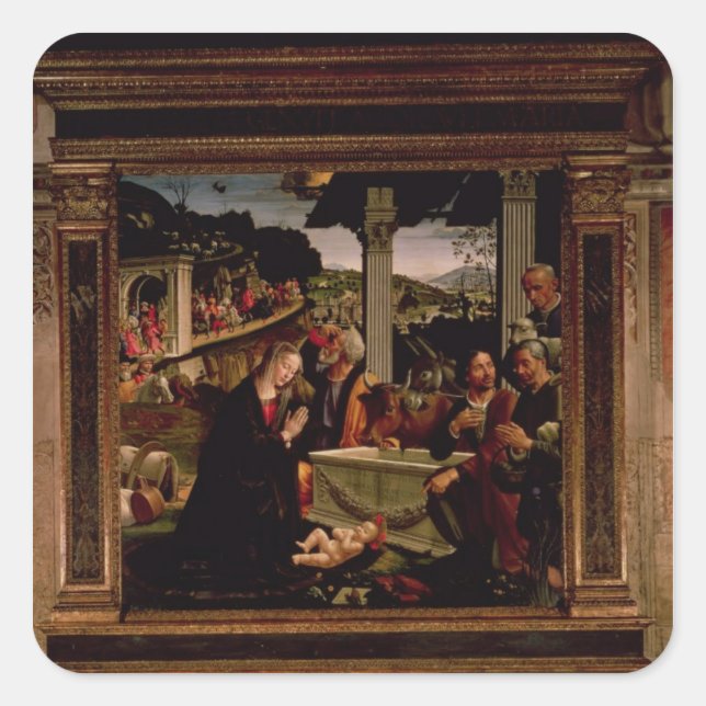 The Birth of Christ Square Sticker (Front)
