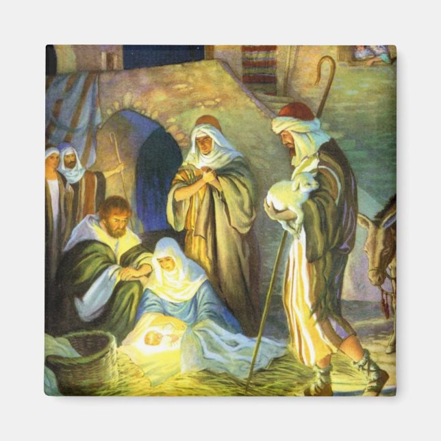 The birth of Jesus Christmas Magnet (Front)