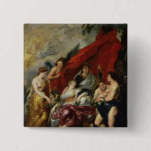 The Birth of Louis XIII at Fontainebleau 15 Cm Square Badge