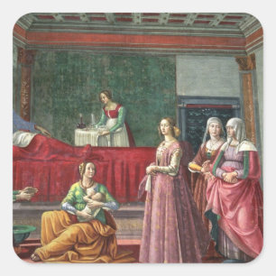 The Birth of St. John the Baptist (fresco) (see al Square Sticker