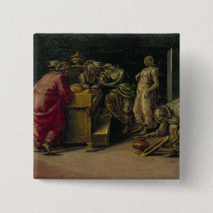 The Birth of St. John the Baptist (oil on panel) 15 Cm Square Badge