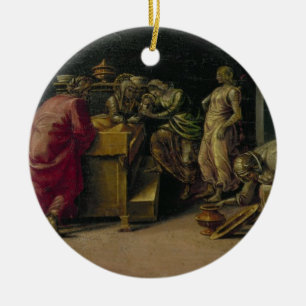 The Birth of St. John the Baptist (oil on panel) Ceramic Ornament