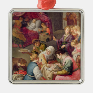 The Birth of the Virgin, 1640 (oil on canvas) Metal Ornament
