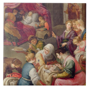 The Birth of the Virgin, 1640 (oil on canvas) Tile