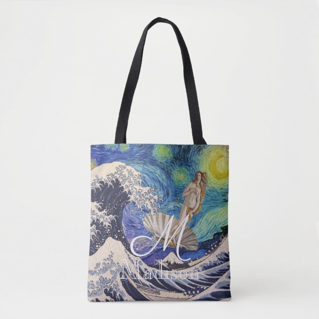 The Birth of Venus at The Great Wave Tote Bag (Front)