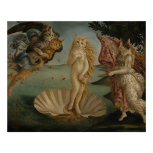 The Birth of Venus Cats Parody Renaissance Art Poster