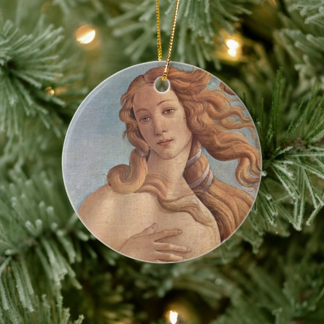The Birth of Venus (detail) by Sandro Botticelli Ceramic Ornament (Tree)
