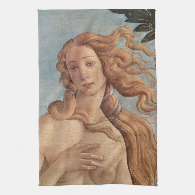 The Birth of Venus (detail) by Sandro Botticelli Tea Towel (Vertical)