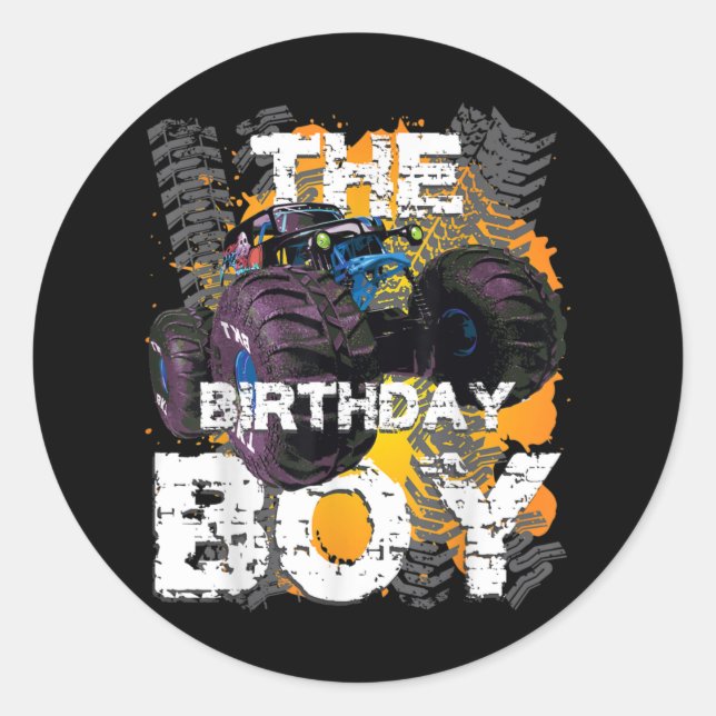 The Birthday Boy Monster Truck Matching Family Classic Round Sticker (Front)