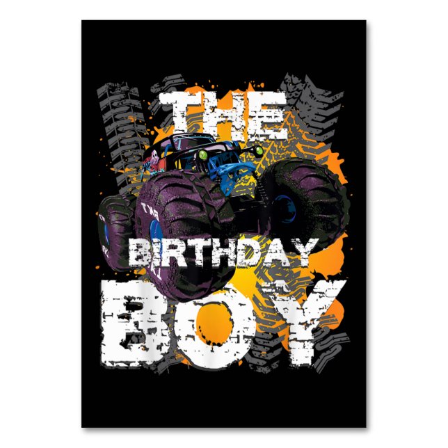 The Birthday Boy Monster Truck Matching Family Table Number (Front)