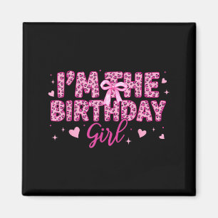 The birthday girl pink leopard cheetah animal magnet