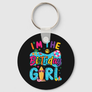 The Birthday Girl Pool Party Beach Family Matching Key Ring