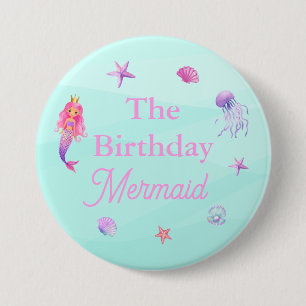 The Birthday Mermaid Party 7.5 Cm Round Badge