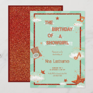 The Birthday of a Showgirl Theme Retro Music Party Invitation
