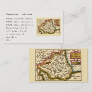The Bishopprick of Durham County England Old Map Business Card