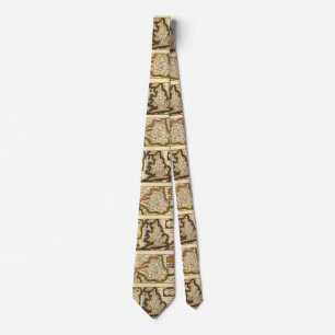 The Bishopprick of Durham County England Old Map Tie