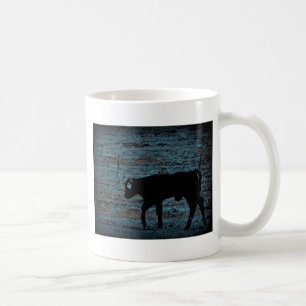 The Black Angus Calf on Blue Peeling Paint Coffee Mug
